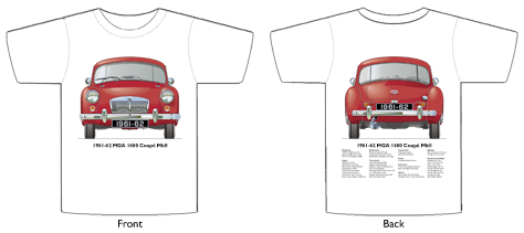 MGA 1600 Coup MkII (wire wheels) 1961-62 T-shirt Front & Back